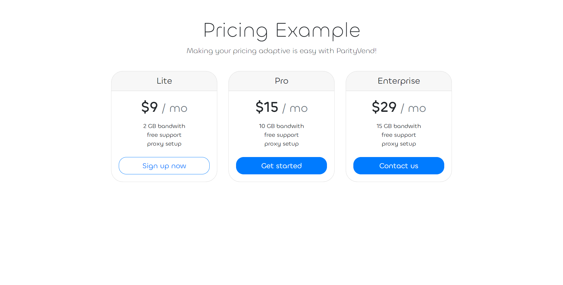 Step 1 - shows initial pricing page