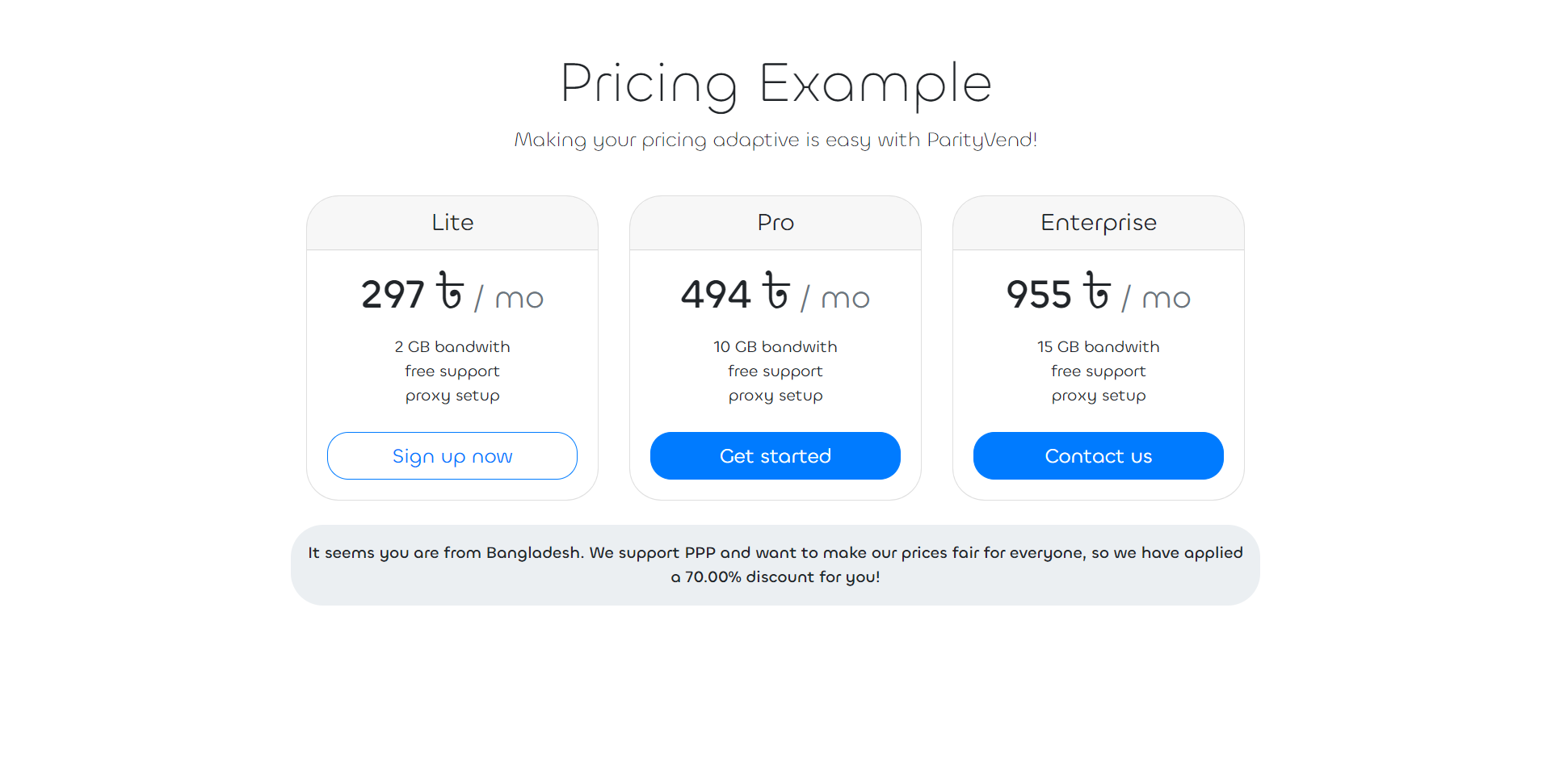 Step 3.2 - Pricing page with localized currency