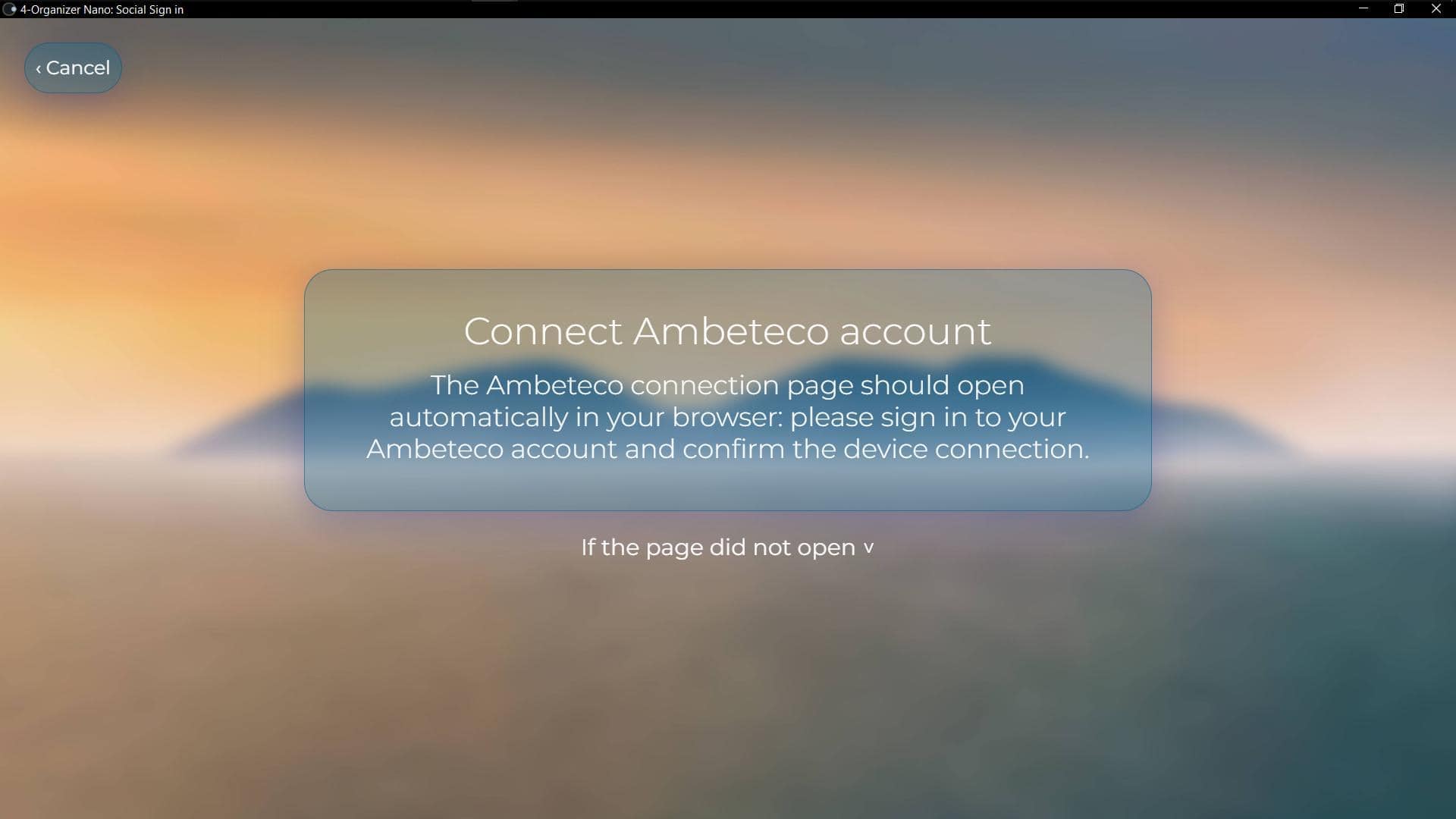 Screenshot that shows how does the Ambeteco Connect work in 4-Organizer Nano