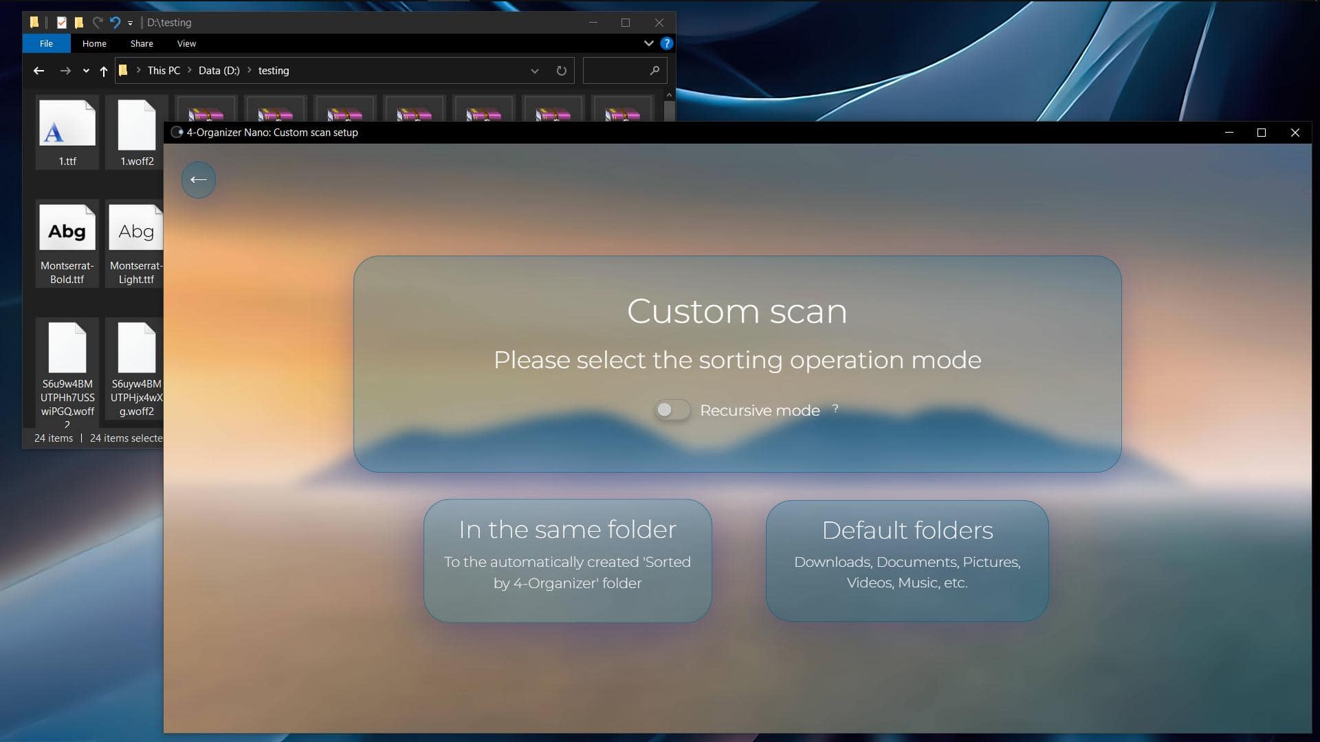 A configuration window appears.