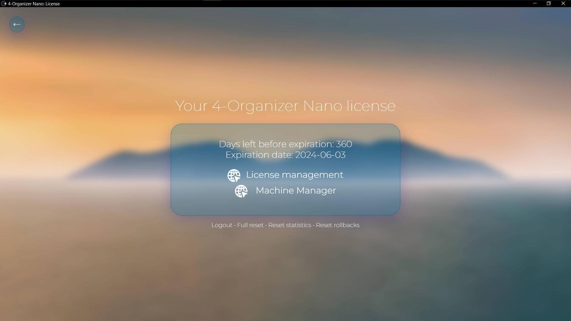 Screenshot of 'License Information' window of 4-Organizer Nano