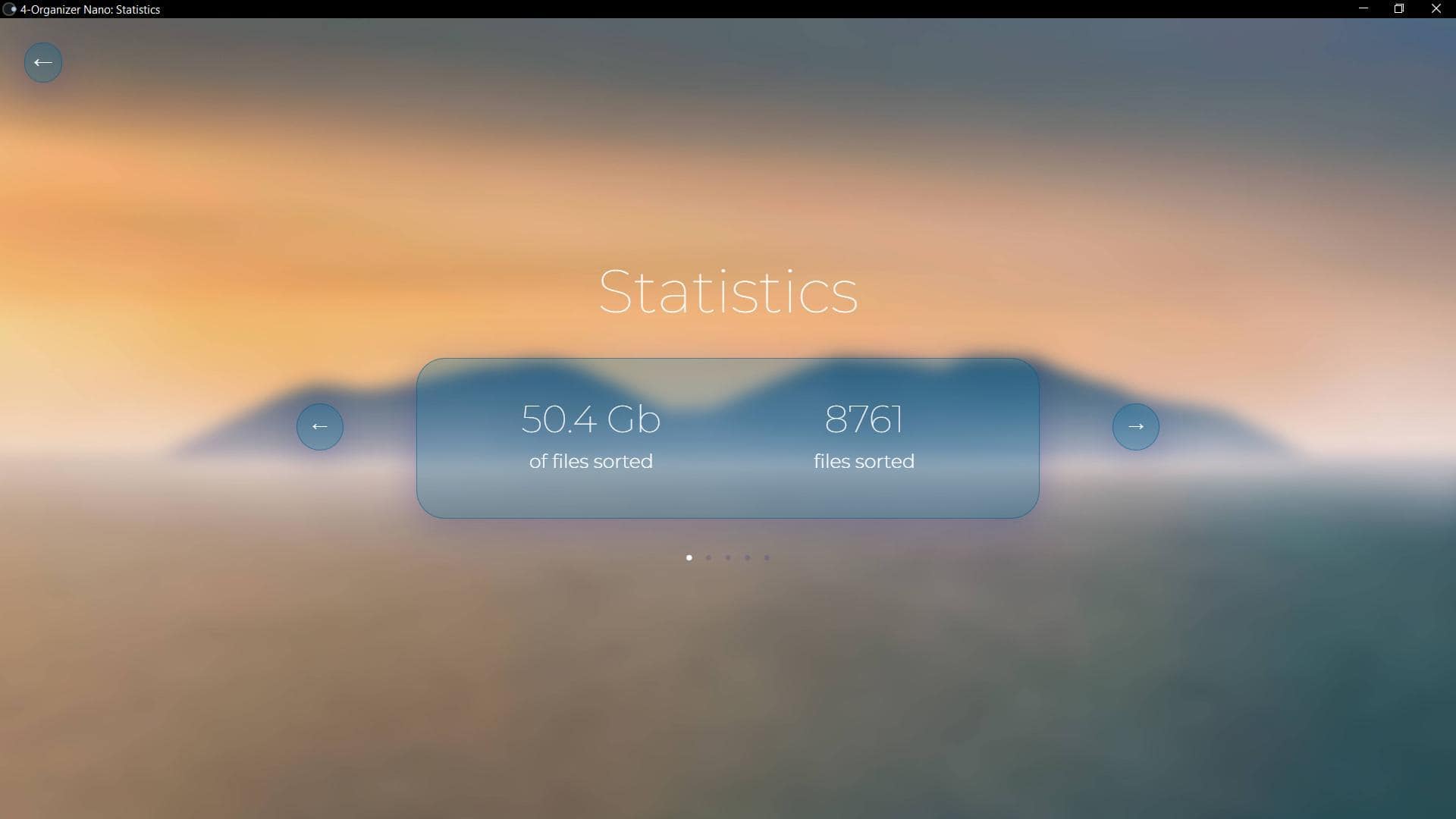 Screenshot of 'Statistics' window of 4-Organizer Nano
