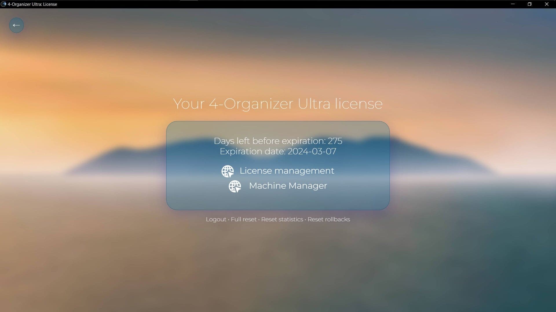 Screenshot of 'License Information' window of 4-Organizer Ultra