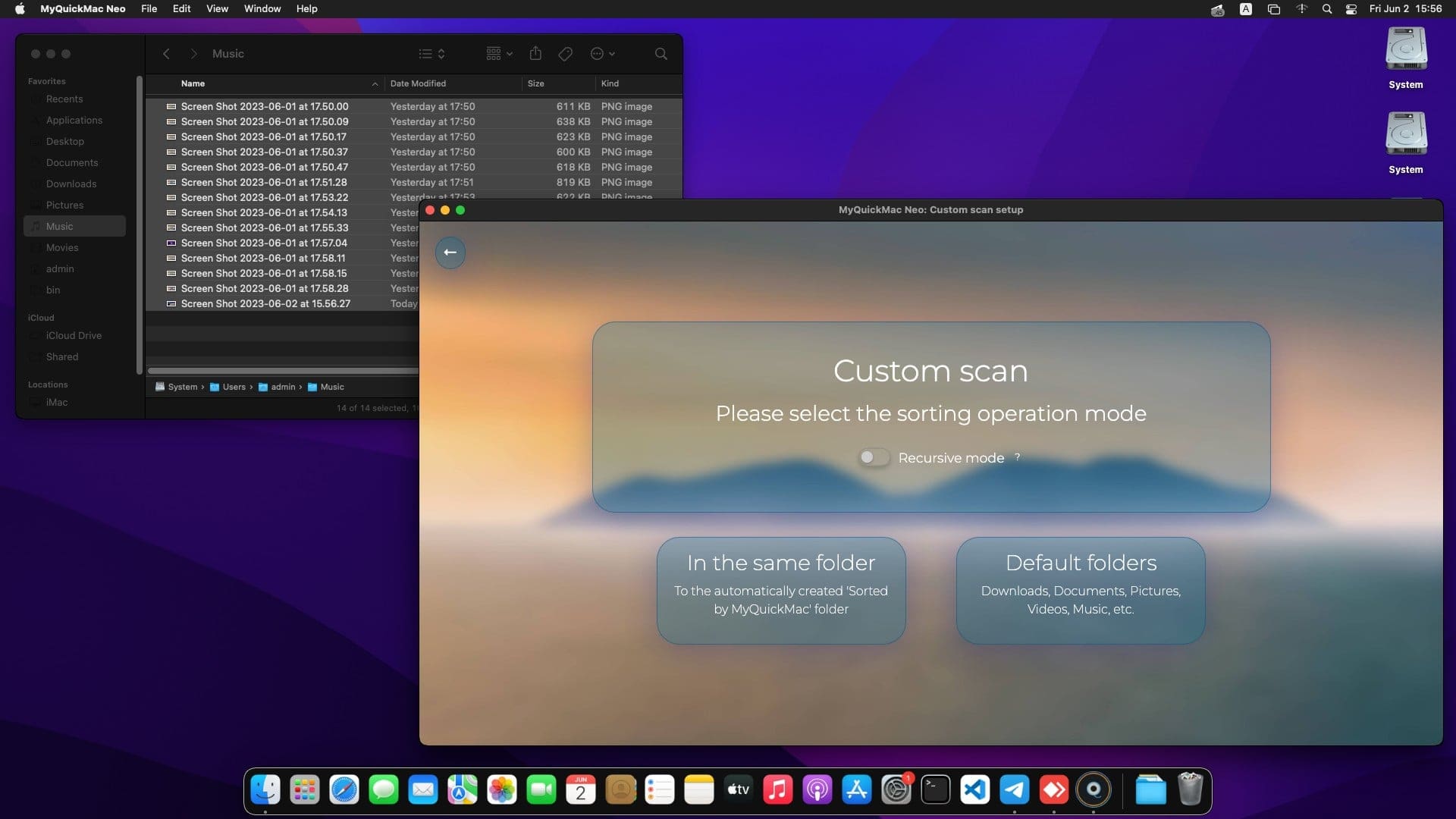 A configuration window appears.