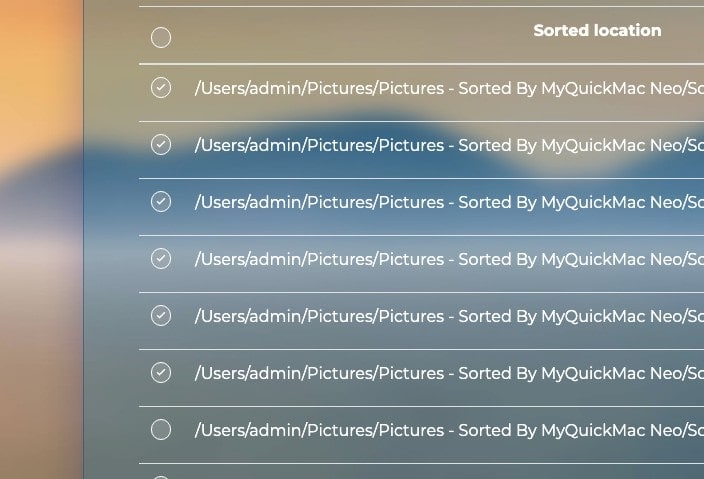 Files selected with the Shift key.