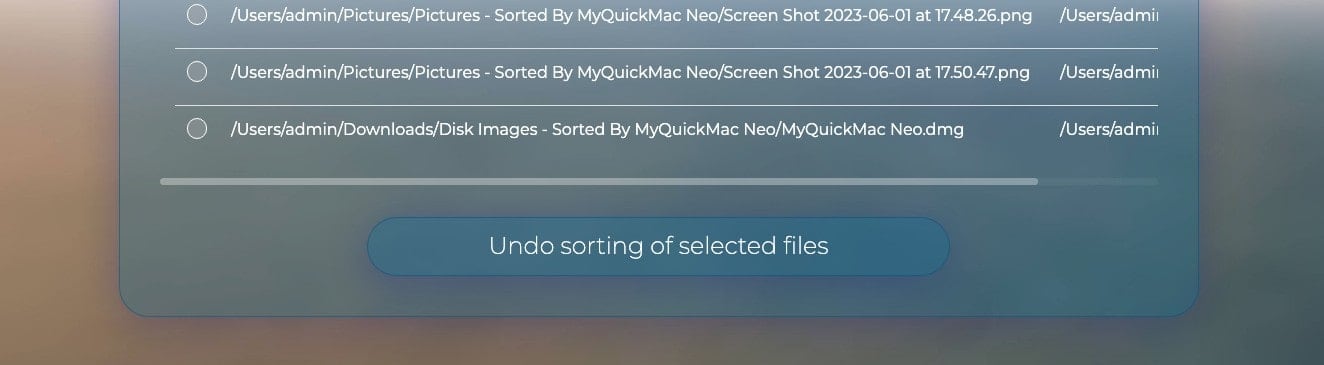 Press on the “Undo sorting of selected files” button to revert the sorting changes.