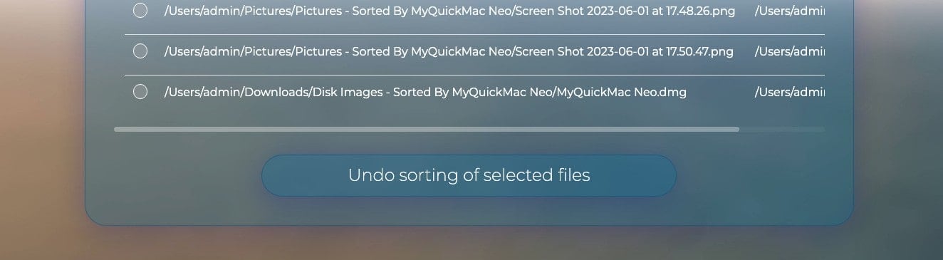 Press on the “Undo sorting of selected files” button to revert the sorting changes.