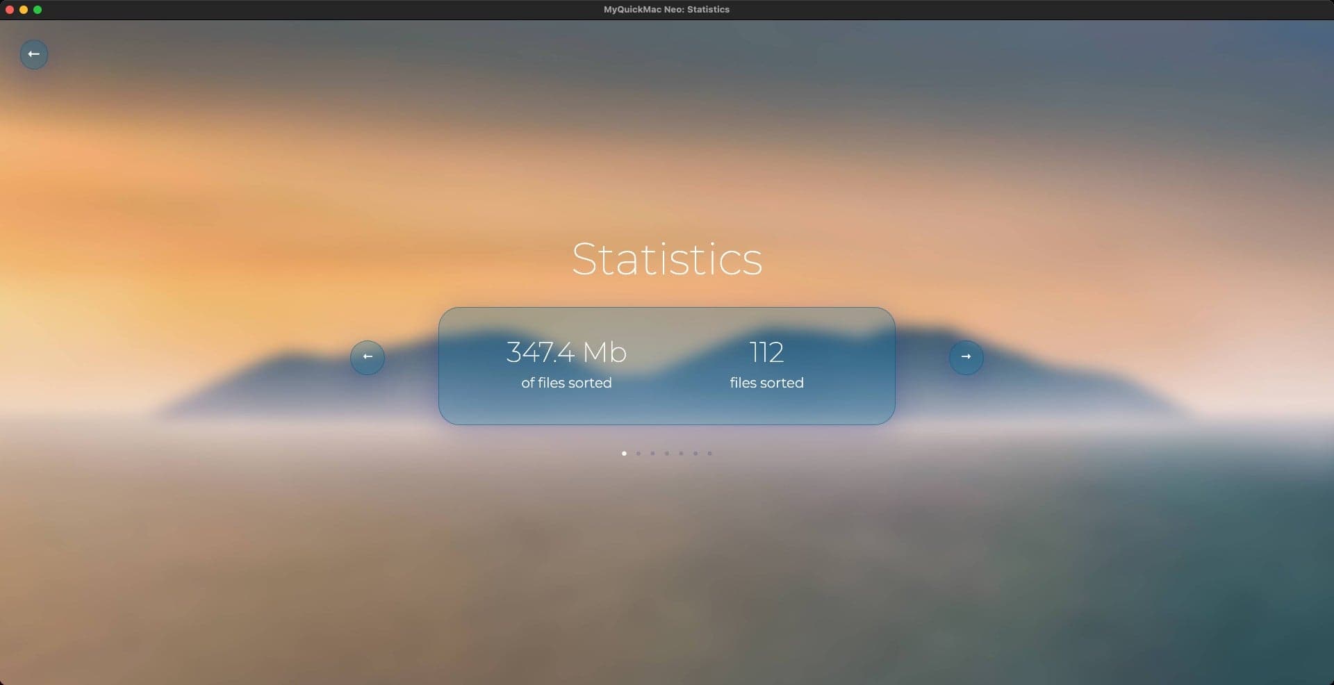 Screenshot of 'Statistics' window of MyQuickMac Neo