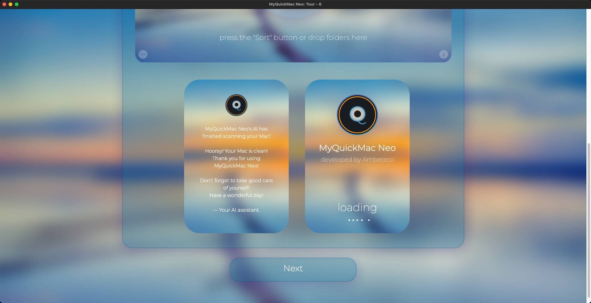 Screenshot of a window of MyQuickMac Neo that shows a preview of the selected theme 'Cubic'