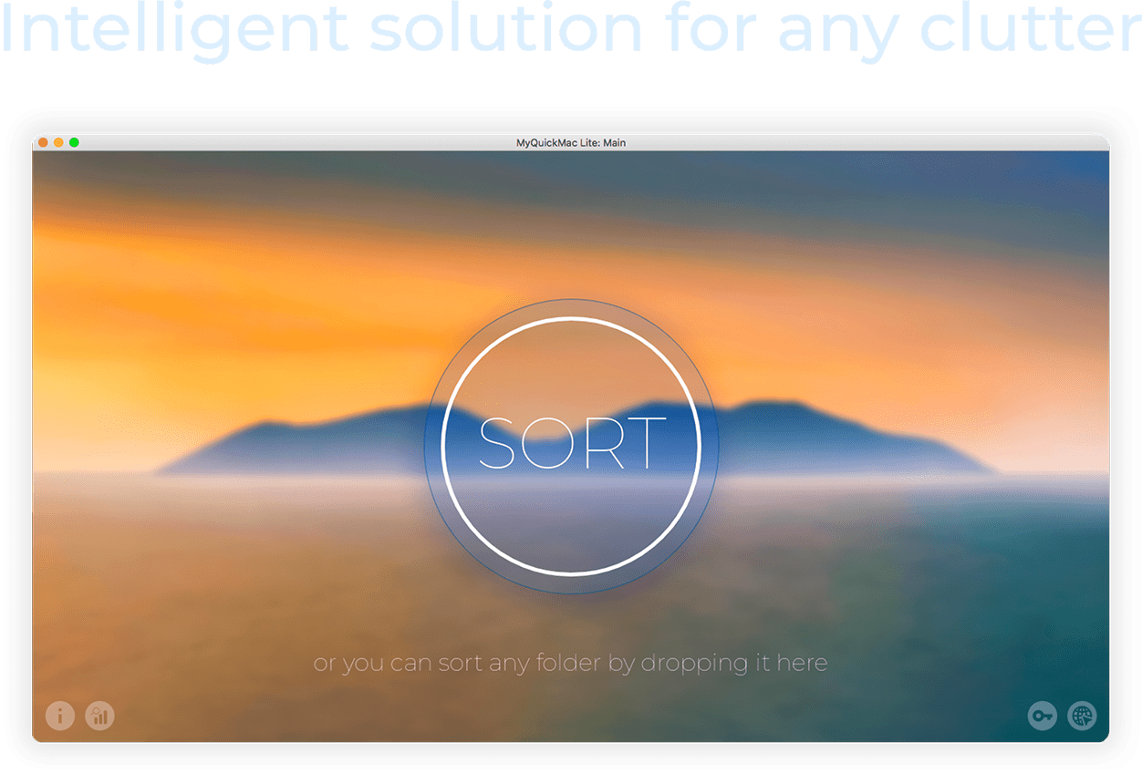 Intelligent solution for any clutter. Shows a screenshot of MyQuickMac Lite window.