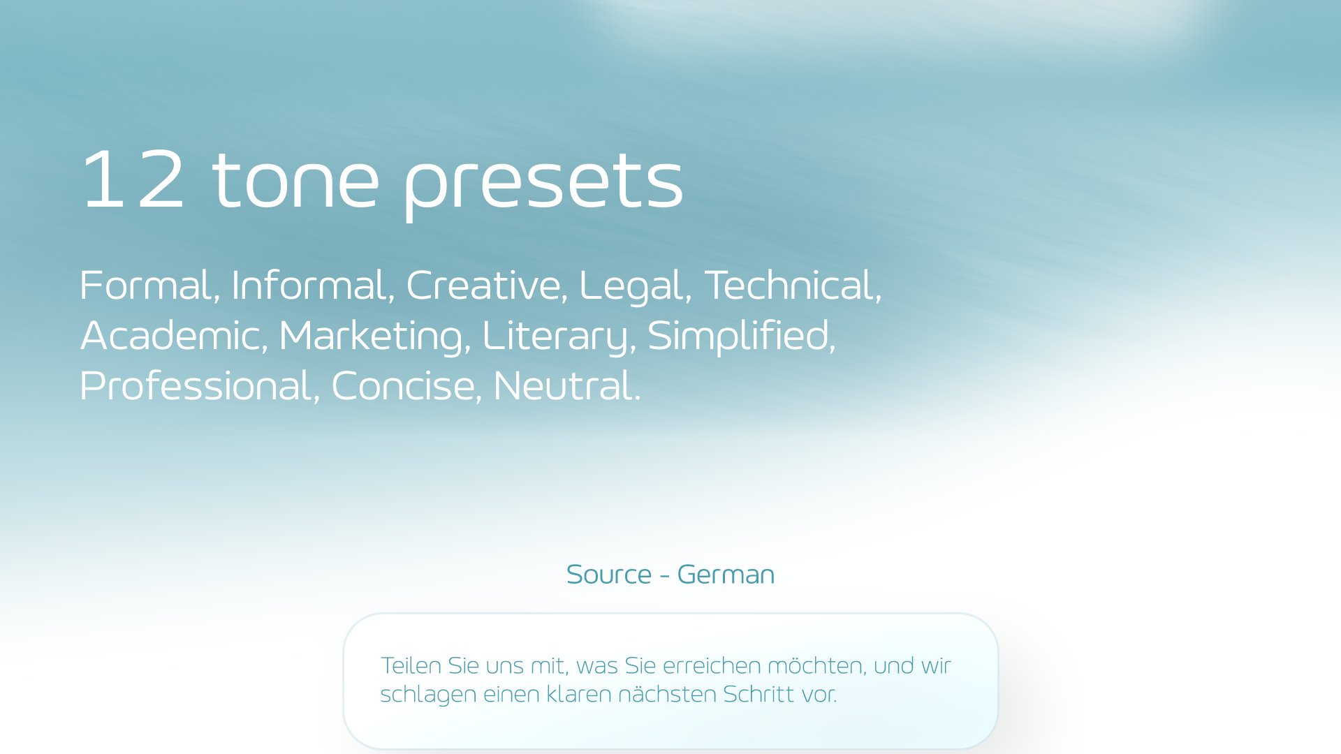 While competitors cap at a few thousand characters, Transdocia handles text of any size.
